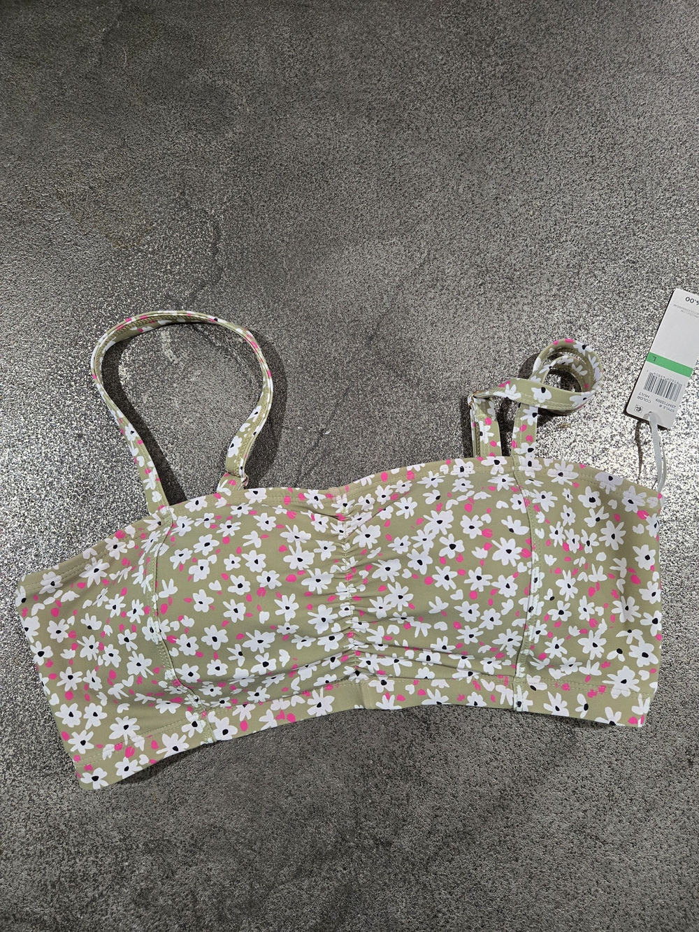 Anne Cole Olive Green Floral Swim Camisole with White & Pink Daisies